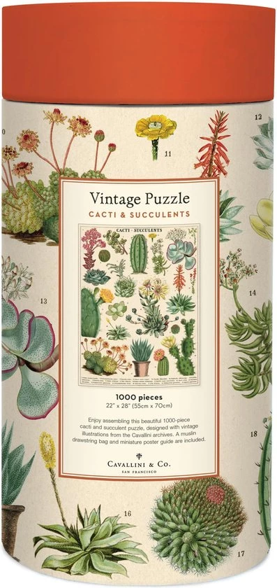 Cavallini & Co Vintage Puzzel - Cacti & Succulents 4 Cavallini & Co Vintage Puzzel - Cacti & Succulents - Afbeelding 2