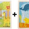 Aslan® Houten Puzzels Safari Dieren & Onderwater Dieren - 2 Puzzels Van 60 Stukjes -Puzzels Verkoop 550x192 1