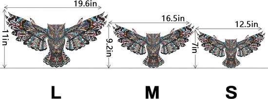 Brickkies®, Wijze Uil, Wise Owl, Jigsaw Puzzle, Houten Puzzel, A3, Maat L, 58 X 28 Cm, 271 Stukjes 5 Brickkies®, Wijze Uil, Wise Owl, Jigsaw Puzzle, Houten Puzzel, A3, Maat L, 58 X 28 Cm, 271 Stukjes - Afbeelding 3