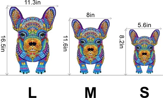 Brickkies®,Franse Bulldog, Jigsaw Puzzel, Houten Puzzel, A3, Maat L, 42 X 28 X 29 Cm, 294 Stukjes, Kijk Voor Verschillende Afbeeldingen. 5 Brickkies®,Franse Bulldog, Jigsaw Puzzel, Houten Puzzel, A3, Maat L, 42 X 28 X 29 Cm, 294 Stukjes, Kijk Voor Verschillende Afbeeldingen. - Afbeelding 3