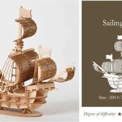 Wooden Art - Hout - 3D Puzzel - Piratenschip - Middeleeuws Schip