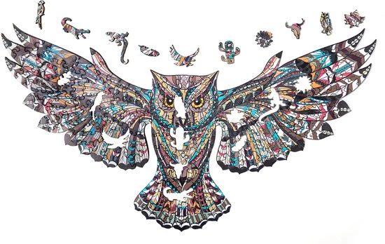 Brickkies®, Wijze Uil, Wise Owl, Jigsaw Puzzle, Houten Puzzel, A3, Maat L, 58 X 28 Cm, 271 Stukjes 6 Brickkies®, Wijze Uil, Wise Owl, Jigsaw Puzzle, Houten Puzzel, A3, Maat L, 58 X 28 Cm, 271 Stukjes - Afbeelding 4