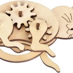 De Bouwplaats Bouwpakket 3D Houten Puzzel Kat Mechanisch