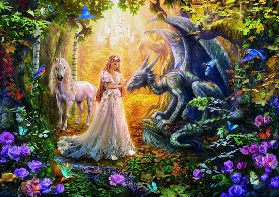 Educa Puzzle. Dragon, Princess And Unicorn 1500 Teile 4 Educa Puzzle. Dragon, Princess And Unicorn 1500 Teile - Afbeelding 2