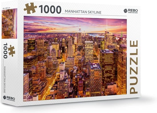 Rebo Legpuzzel 1000 Stukjes - Manhattan Skyline 4 Rebo Legpuzzel 1000 Stukjes - Manhattan Skyline - Afbeelding 2