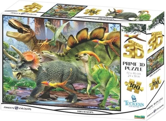 Prime3D Puzzel - Dino - Triceratops - 3D - 300st. 3 Prime3D Puzzel - Dino - Triceratops - 3D - 300st.