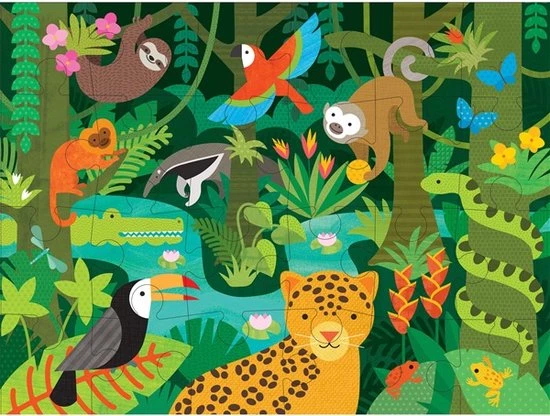 Petit Collage Wild & Wolf Floor Puzzle Wild Rainforest - Puzzle Da Pavimento Giungla 4 Petit Collage Wild & Wolf Floor Puzzle Wild Rainforest - Puzzle Da Pavimento Giungla - Afbeelding 2
