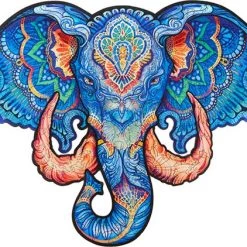 UNIDRAGON Houten Puzzel Dier - Eeuwige Olifant - 194 Stukjes - Medium 34x26 Cm