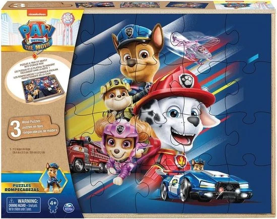 Nickelodeon Legpuzzel Paw Patrol Hout 3 Puzzels 72 Stukjes 3 Nickelodeon Legpuzzel Paw Patrol Hout 3 Puzzels 72 Stukjes