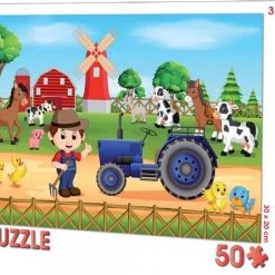 Toy Universe Boerderij Puzzel - 50 Stukjes - Boerderijdieren Puzzle - 30 X 20 Cm