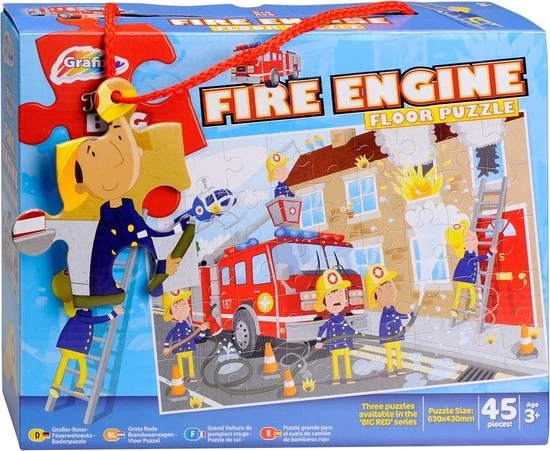 The Big Red Vloerpuzzel Brandweerwagen 3 The Big Red Vloerpuzzel Brandweerwagen