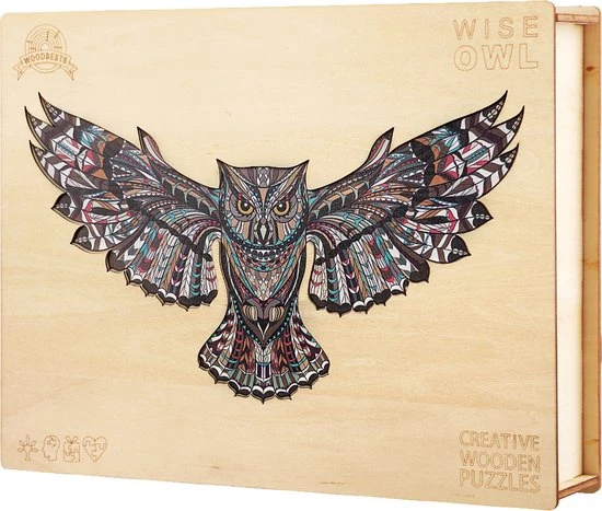 Brickkies®, Wijze Uil, Wise Owl, Jigsaw Puzzle, Houten Puzzel, A3, Maat L, 58 X 28 Cm, 271 Stukjes 7 Brickkies®, Wijze Uil, Wise Owl, Jigsaw Puzzle, Houten Puzzel, A3, Maat L, 58 X 28 Cm, 271 Stukjes - Afbeelding 5
