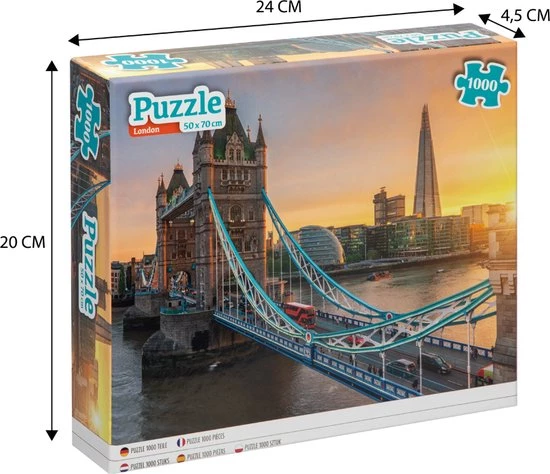 Grafix Puzzel 1000 Stukjes Volwassenen | Thema London | Afmeting 50 X 70 CM | Legpuzzel | Tower Bridge 7 Grafix Puzzel 1000 Stukjes Volwassenen | Thema London | Afmeting 50 X 70 CM | Legpuzzel | Tower Bridge - Afbeelding 5