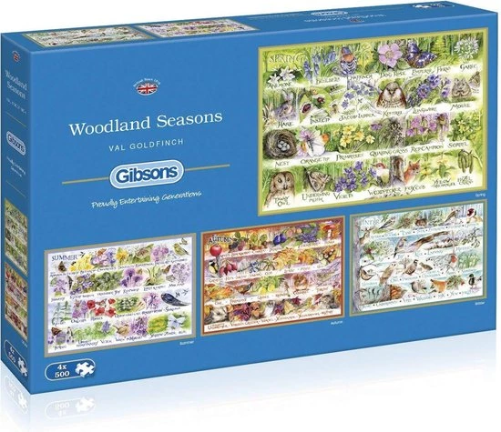Gibsons Woodland Seasons Puzzel (4 X 500 Stukjes) 5 Gibsons Woodland Seasons Puzzel (4 X 500 Stukjes) - Afbeelding 3