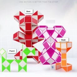 Qiyi 72 Delen Snake Puzzel - Magic Cube Twist Toy- Magic Variety Populaire Twist Kids Game-Spelletje Voor Volwassenen En Kinderen-Stress Reliever Transformeerbaar-Wit/Fuchsia- Sale! -Puzzels Verkoop 550x477 4