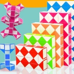 Qiyi 72 Delen Snake Puzzel - Magic Cube Twist Toy- Magic Variety Populaire Twist Kids Game-Spelletje Voor Volwassenen En Kinderen-Stress Reliever Transformeerbaar-Wit/Fuchsia- Sale! -Puzzels Verkoop 550x479 1