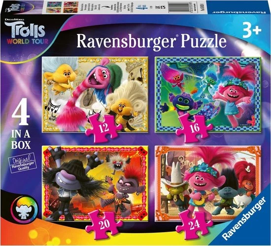 Ravensburger Trolls 2 World Tour 4in1box Puzzel - 12+16+20+24 Stukjes - Kinderpuzzel 3 Ravensburger Trolls 2 World Tour 4in1box Puzzel - 12+16+20+24 Stukjes - Kinderpuzzel