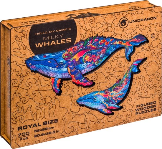 UNIDRAGON Houten Puzzel Dier - Melkachtige Walvissen - 700 Stukjes - Royal Size 52x82 Cm 11 UNIDRAGON Houten Puzzel Dier - Melkachtige Walvissen - 700 Stukjes - Royal Size 52x82 Cm - Afbeelding 9