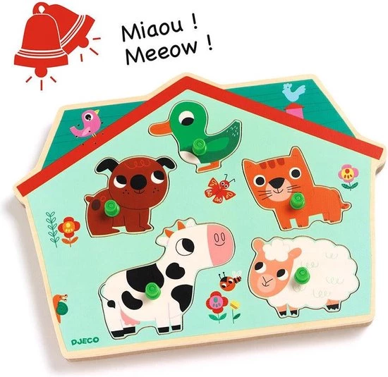 Djeco Geluidenpuzzel - De Boerderij - 5 Stukjes 6 Djeco Geluidenpuzzel - De Boerderij - 5 Stukjes - Afbeelding 4
