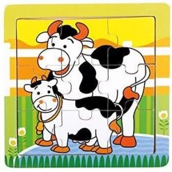 Bino Mertens Houten Puzzel Koeien 9 Delig In Frame