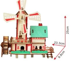 De Bouwplaats Bouwpakket 3D Puzzel Lucky Windmill Windmolen Molen Van Hout- Gekleurd -Puzzels Verkoop 550x575