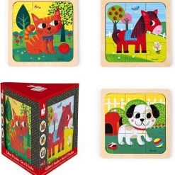 Janod Set Van 3 Puzzels - Tornado, Titus En Felix