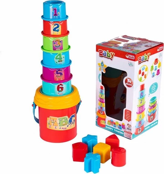 Dede- Baby Puzzel-Vrolijke Torens-12+ Maanden-12 Stuks- STEM-Non Toxic 5 Dede- Baby Puzzel-Vrolijke Torens-12+ Maanden-12 Stuks- STEM-Non Toxic - Afbeelding 3