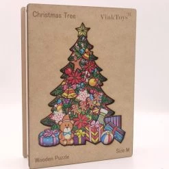 VinkToys® Legpuzzel - Kerstboom A4 - Houten Jigsaw Kerst Puzzel Kerstboom A4 - Houten Kerst Puzzel - 196 Stukjes