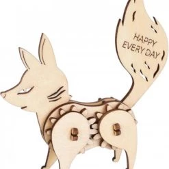 De Bouwplaats Bouwpakket 3D Houten Puzzel Vos Mechanisch