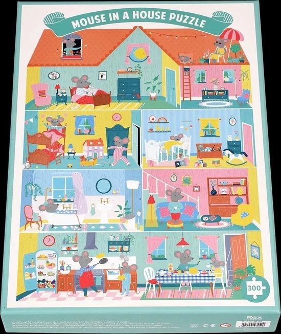 Mouse In A House Puzzel 300st - Rex London 3 Mouse In A House Puzzel 300st - Rex London