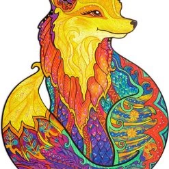 UNIDRAGON Houten Puzzel Dier - Verleidelijke Vos - 700 Stukjes - Royal Size 45x59 Cm