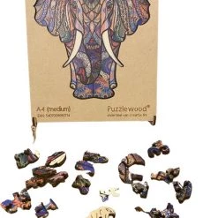 Puzzlewood - Premium Houten Jigsaw Puzzel - 3D Puzzel - Ideaal Kerstcadeau Of Verjaardagscadeau - A4 Formaat - Olifant -Puzzels Verkoop 550x817